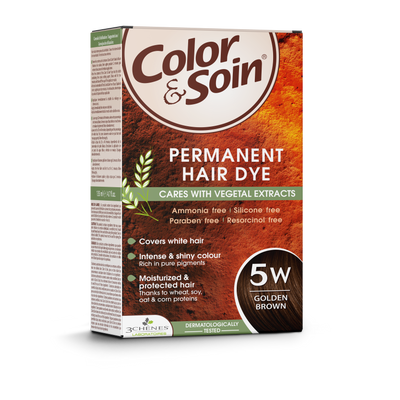 COLOR &amp; SOIN matu krāsa bez amonjaka 5W zeltaini brūna 135 ml