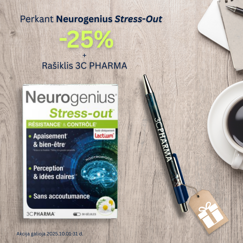3C PHARMA Neurogenius Stress-Out kapsulas N30, nuotrauka Nr. 2
