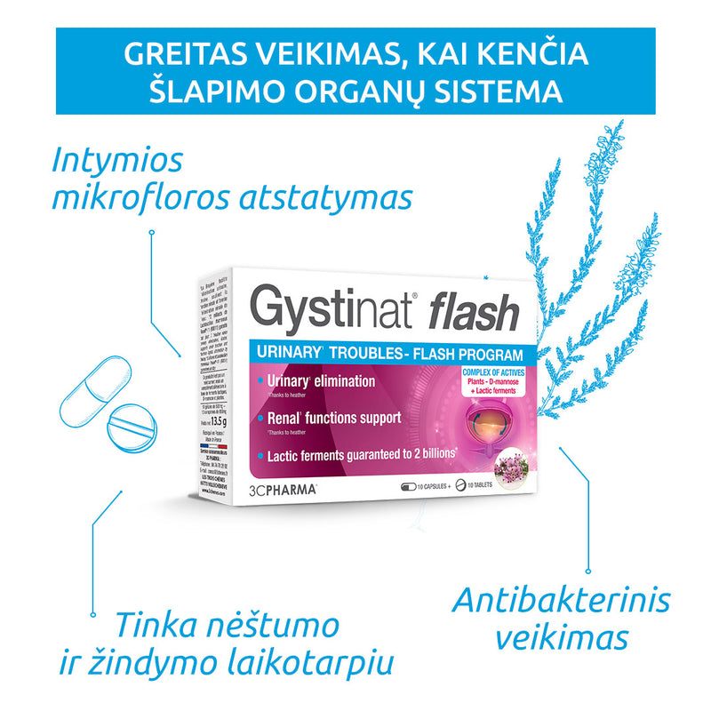 3C PHARMA Gystinat Flash, tabletes N10, kapsulas N10, nuotrauka Nr. 2