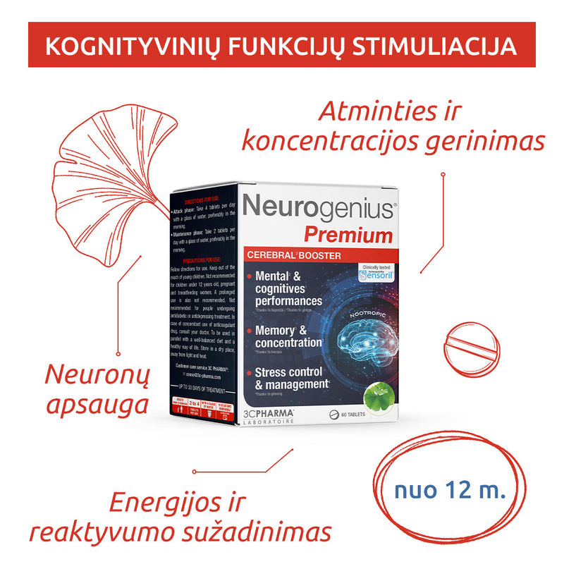 3C PHARMA Neurogenius Premium, tabletes N60, nuotrauka Nr. 3