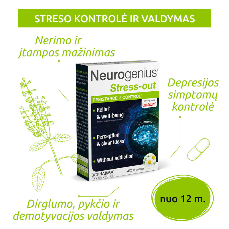3C PHARMA Neurogenius Stress-Out kapsulas N30, nuotrauka Nr. 3